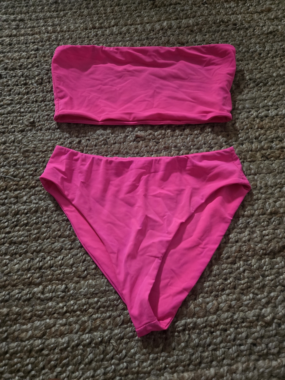 Cupshe Neon Pink Bandeau Bikini Set